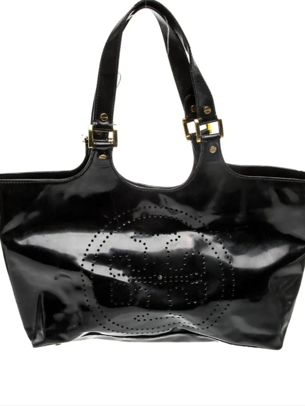 Tory Burch Authentic Black Patent Leather Top Handle Bag